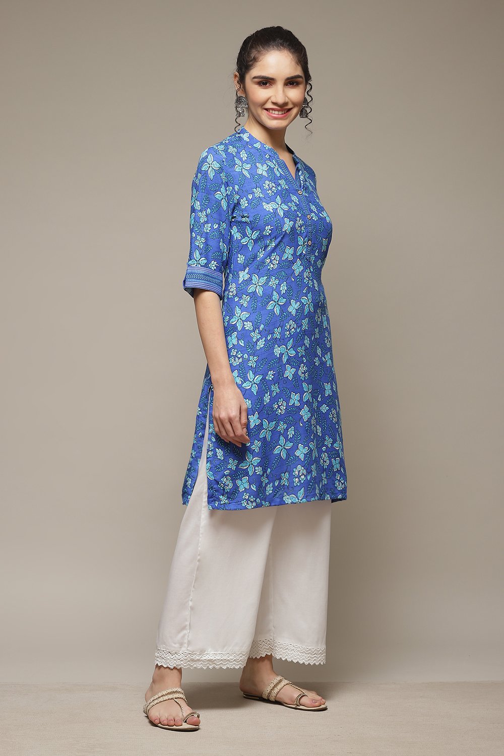 Lime Green LIVA Straight Kurta image number 5